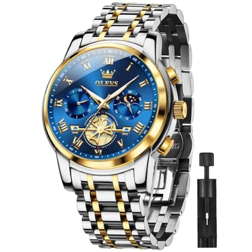 Image of OLEVS Men Watch Chronograph Stainless Steel Quartz Business Dress Luminous Waterproof Multi-Function Men Wrist Watch