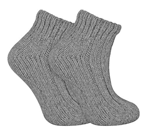 Image of Sock Snob - Ladies Chunky Knit Winter Warm Ribbed Low Cut Wool Blend Ankle Boot Socks (4-8 uk, 05 Grey)