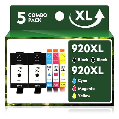 Image of Compatible 920xl Ink Cartridges with HP 920 xl 920-xl, Compatible with Officejet 6000 6500 6500A 7000 7500 7500A Printer (5 Pack: 2 Black, 1 Cyan, 1 Magenta, 1 Yellow)