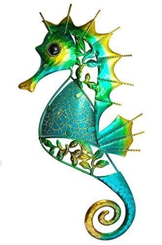 Image of Decorative Metal Glittery Wall Art 32 cm Seahorse (SDL17408)
