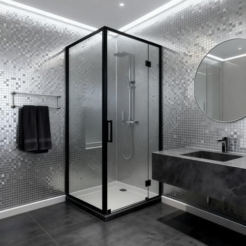 Image of 2Roll Silver Mosaic Peel and Stick Wallpaper Gillter Self-Adhesive Wallpaper 2.2mm Thick Thermal Removable Insulating Wall Covering Roll For Kitchen Bathroom Living room Bedroom Bad Cold Walls