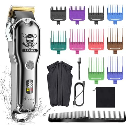 Image of Hatteker Hair Cutting Kit Pro Hair Clippers for Men Professional Barber Clippers IPX7 Waterproof Cordless Beard Trimmer Hair Trimmer