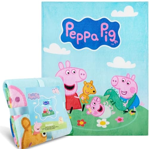 Image of Get Trend Peppa Pig Fleece Blanket 130x150cm, Super Soft Cosy Throw Blanket for Bed & Sofa, Warm Lightweight Bedding Accessories, Gifts for Her (Multi Peppa Pig)
