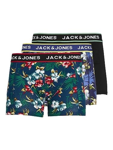 Image of Jack & Jones Men's Boxershorts Boxer Shorts, Detail: Bardaboes Cherry - Maritime Blue Black, L UK