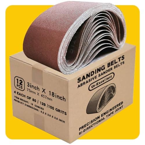 Image of 75mm x 457mm 75mmx457mm Sanding Belt Assorted Pack,12 Pcs(4 Each of 80 120 150 Grits) Aluminum Oxide for Sander