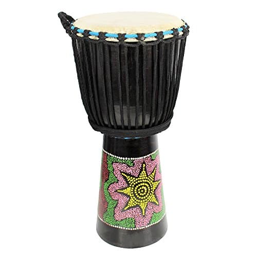 Image of A-Star 10 Inch Painted Colourful West African Djembe Drum - Authentic Handmade, Rope Tuned, Natural Skin Head Educational Hand Drum - 60 cm Height