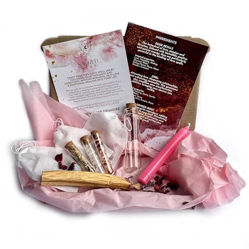 Image of Sacred Nest Witchcraft Love Spell Jar Kit | Complete DIY Set with Glass Jar, Spell Candle, Crystals, and Herbs for Wiccan, Pagan, and Witchcraft Rituals | Ideal Witchy Gift & Witch Starter Kit