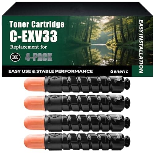Image of C-EXV33 Toner Cartridge Work for Canon imageRUNNER 2520 IR-2530 IR-2525 Printers, High-Capacity 8500 Pages, Clear lines (4 Pack Black)