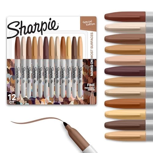 Image of Sharpie Fine Point Permanent Markers, Assorted Skin Tones, 12 Count