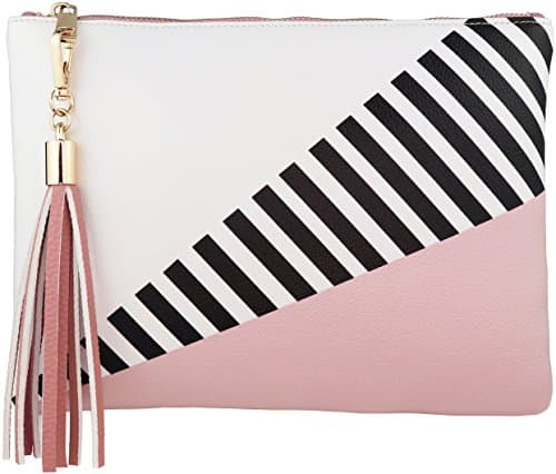 Image of B BRENTANO Vegan Clutch Bag Pouch with Tassel Accent, Blush