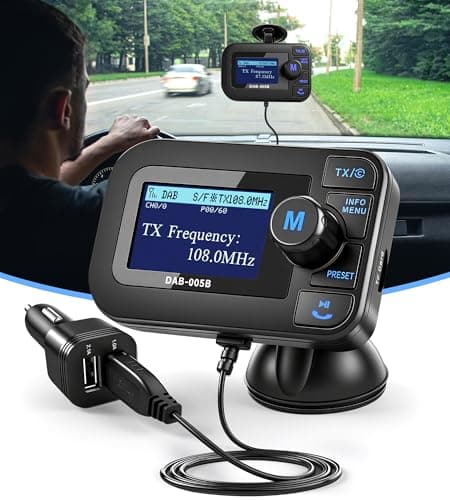 Image of DeeprBlu Car DAB/DAB+ Radio Adapter & Bluetooth FM Transmitter, Auto Scan Station DAB Adapter, 2.3'' Display Car DAB Receiver with Hand-Free +AUX Out +2 USB Charge Port, Support TF Card Music Player