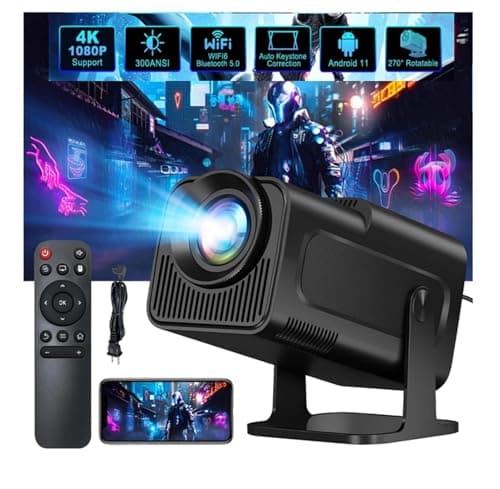 Image of 4K Smart Projector with Netflix Certified Android TV 11.0 | 2600 ANSI Lumen, Auto Keystone, WiFi 6/Bluetooth | Portable Home Cinema Indoor Outdoor | Works with iPhone, iPad, PC, PS5, HDMI