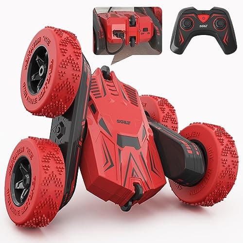 Image of SGILE RC Stunt Car, Remote Control Car Toys with 2 Sided 360 Rotation, Direct Charge RC with Flips, Radio Controlled Cars for Boys Girls Kids Age 6+, Toy Gifts for Birthday Christmas, Red