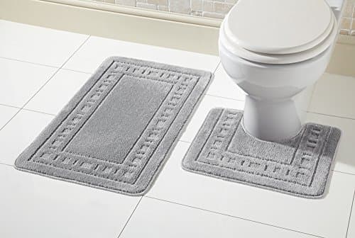 Image of Olivia Rocco Miami 2 Piece Bath Mat & Pedestal Set, Non Slip Bathroom Set (Silver)