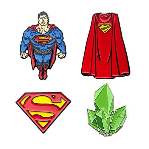 Image of DC Comics Unisex Adult Superman Enamel Lapel Pin Set (4 piece), Blue/Red/Green, One Size, One Size, enamel