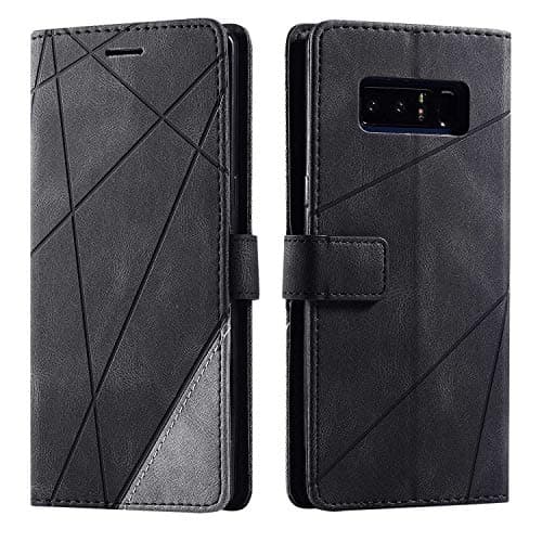 Image of SONWO Case for Galaxy Note 8 Case, Premium Leather Flip Wallet Case Magnetic Closure Card Slots Kickstand Phone Case for Samsung Galaxy Note 8, Black