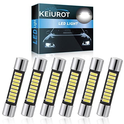 Image of Keiurot 29mm Led Festoon Bulbs 7065 6612F 6614F Led Bulb for Vanity Mirror Sun Visor Light Led Interior light Dome Map Lights White AC/DC12V, Pack of 6