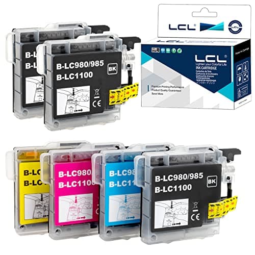 Image of LCL LC980 Ink Cartridge Replacement for Brother LC980 LC1100 LC1100BK LC1100C LC1100M LC1100Y for DCP-J140W 145C 165C 185C 195C 197C 365CN 375CW 385C 390CN DCP-377CW (6Pack 3K CMY)