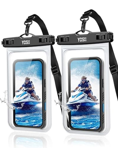 Image of YOSH Waterproof Phone Pouch for Big Phones up to 8.5 inch, 2-Pack IPX8 Waterproof Phone Case for Boating Paddleboarding SUP, Waterproof Bag for Samsung S26 S25 Ultra iPhone 17 16 15 14 Pro Max- Clear