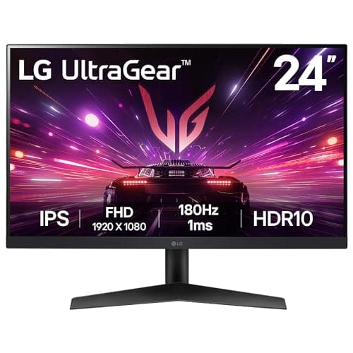 Image of LG UltraGear Gaming Monitor 24GS60F, 24 Inch, 1080p, 180Hz, 1ms Response Time, IPS Display, HDR 10, NVIDIA G-Sync compatible & AMD FreeSync, Smart Energy Saving, Displayport, HDMI