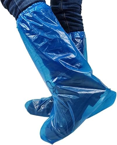Image of Fancystyle 20 Pack Thicker Disposable Boot & Shoe Covers 19" Tall Extra Large Water Resistant Non-Slip Blue