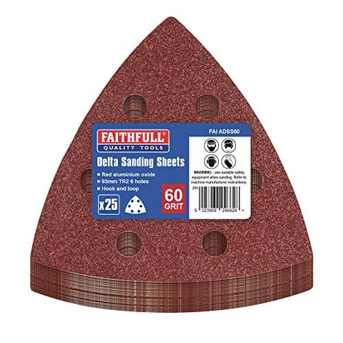 Image of Faithfull ADSS60 Delta Hook and Loop Sanding Sheet (Pack of 25) TR2 90mm P60