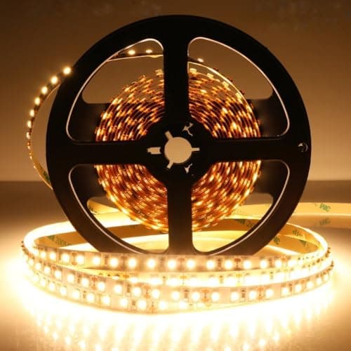 Image of LightingWill LED Strip Lights IP67 Waterproof CRI80 SMD5050 16.4Ft(5M) 600LEDs Warm White 3000K-3500K 120LEDs/M DC12V 144W 28.8W/M 20mm White PCB Flexible Ribbon Strip with Adhesive Tape M5050WW600W
