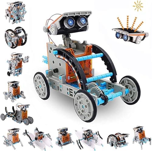Image of ACELIFE STEM Solar Robot Toy 12-in-1 Educational Science Kit DIY Building Toy Construction Engineering Set for Kids Age 8-12 Boys & Girls Birthday, Solar Powered Toy-Grey