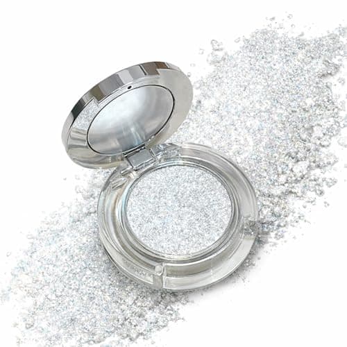 Image of Sparkle Glitter Powder Eyeshadow Silver White Shimmer Compact - Buildable Long Lasting Makeup For Eye Center Detail Highlights Evening Events Parties Creative Artistry Layering Topper