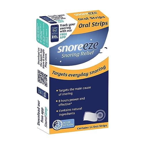 Image of Snoreeze Anti-Snoring Oral Strips - Effective Snoring Aids for Men & Women - Fast Acting Snore Stopper to Use with Mobile App - 14 Strips