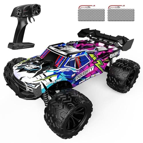 Image of DEERC 1:16 Scale 4WD High-Speed RC Truck – Dual Motors, Dual Differentials, 2 Rechargeable Batteries for 50-Min Play, 2.4GHz Off-Road All-Terrain Monster Car with Shock Absorbers, Remote Control Vehic