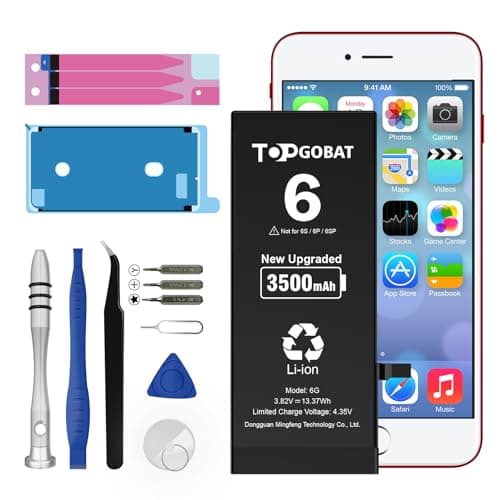Image of TOPGOBAT Replacement for iPhone 6 Battery,3500mAh High Capacity Battery for iPhone 6 Model A1586 A1589 A1549 with Replacement Tool Kits