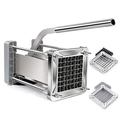 Image of Chip Cutter, Sopito Professional Stainless Steel Potato Chipper for French Fries Cutters with 1/2 Inch and 1/4 Inch Replacement Blades for Home and Commercial Use