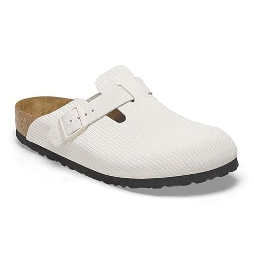 Image of Birkenstock Boston Suede Clogs, Corduroy Antique White, 7-7.5 Narrow