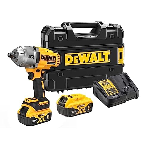 Image of Dewalt XR DCF900P2T Cordless Impact Wrench (18 V, ½ Inch External Square Socket with Snap or HOG Ring, 1,396 Nm Tightening Torque & 1,898 Nm Release Torque, Includes 2X 5.0Ah Batteries, Charger &