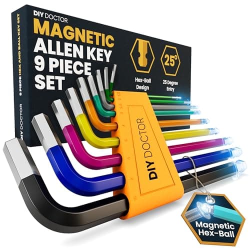 Image of DIY Doctor Allen Key Set with Magnetic Ball-End – 9pc Hex Key Set 1.5–10mm – Colour Coded Long Arm CRV Steel – Metric Alan Keys for Bike, Home & Furniture Repairs