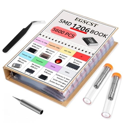 Image of 5600PCS 1206 SMD Resistor Kit from 0Ω to 10MΩ 1%, SMT Electronics Component Assortment Book with Resistors, Capacitors, Diodes, Transistors, IC, Inductors, LEDs Sample Books for DIY and Repair