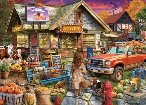 Image of Village Store Jigsaw Puzzles for Adults 1000 Jigsaws Country Store 1000 Piece Jigsaw Puzzles for Adults Gifts