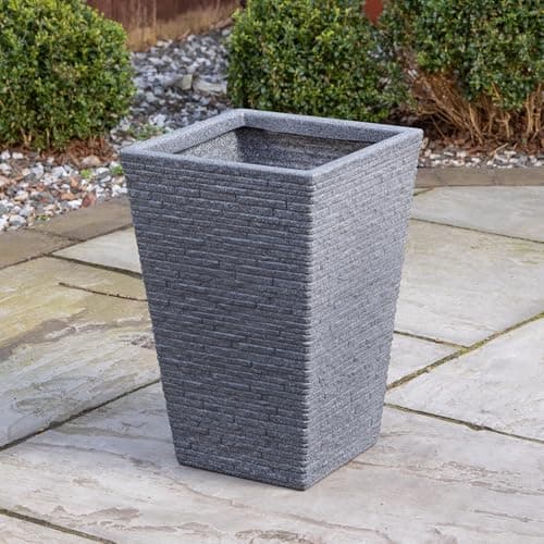 Image of Samuel ALEXANDER Tall Ash Coloured Slate Effect Square Garden Planter 30cm D x 30cm W x 45cm H