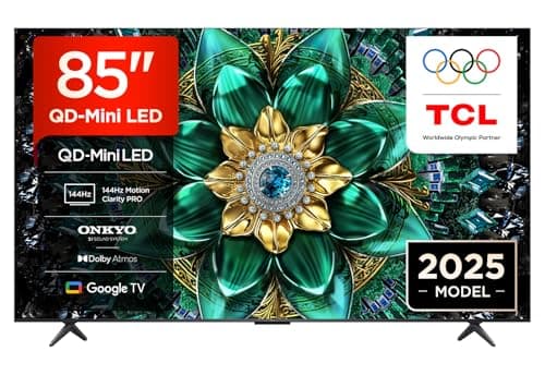Image of TCL 85Q6C-UK QD-Mini LED TV, 4K HDR Premium 1000nits, Smart TV Powered by Google TV (Dolby Vision IQ & Atmos, Matte HVA Panel, Onkyo 2.1 Sound System, 144Hz Motion Clarity Pro, 2025 Model)