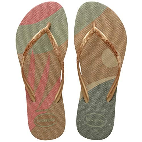 Image of Havaianas Slim Palette Glow (Mini Me) Girls FlipFlop Sand Grey/Golden 9/9.5 UK Child