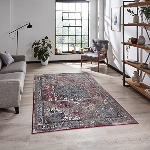 Image of Think Rugs 16th Avenue 92DA Traditional High Density Pile Rug, Fuschia/Blue, 160 x 230 Cm