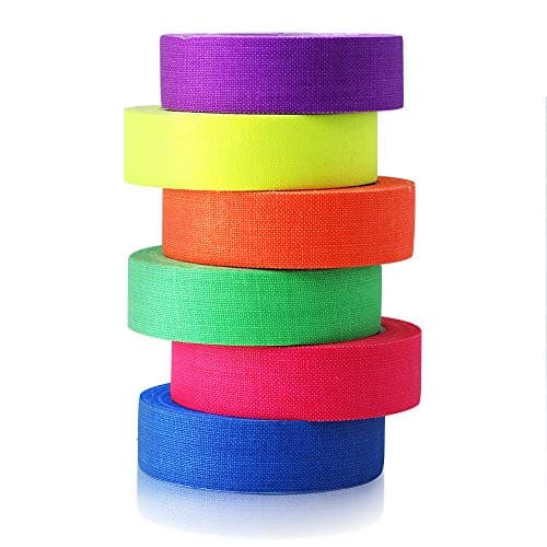 Image of LightingWill UV Blacklight Reactive Fluorescent, Fluorescent Gaffer Cloth Tape, 0.59in X 16.5FT Per Roll, Decorative Black Light Neon Party Tape With Glow Party Supplies, 6 Colors