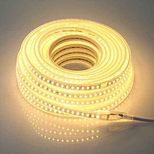 Image of pcningled 20M External led Strip Light Newly Upgraded SMD 5730 220V IP67 Waterproof 120 LEDs/M 9W/M Cuttable Every 1M Ultra Bright Flexible Lighting for Indoor and Outdoor Use(Warm White, 20M).