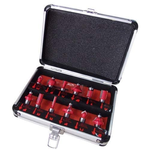 Image of Excel 12 Piece Router Bit Set 1/4" Shank Tungsten Carbide With Case