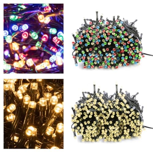 Image of Daniel James 200 LED Christmas Tree Fairy Lights – 200 Multi Coloured String Lights with 8 Light Modes & Auto Timer - IP44 Mains Powered Waterproof Rope Lights for Indoor & Outdoor - Multi, 14.95m