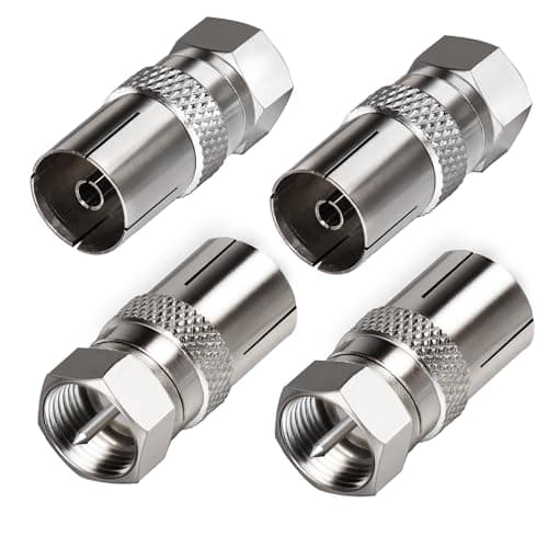Image of TUOLNK TV Aerial Connector F Male to TV Female Aerial Socket Coax Adapter for Satellite Cables 9.5TV Female to F Type Connector 4Pcs