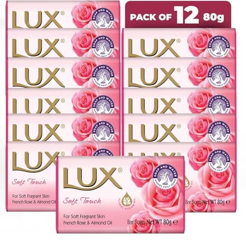 Image of LUX Soft Touch Soap Bar, French Rose & Almond Oil, For Soft Fragrant Skin, 80g (12 Pack)