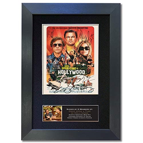 Image of #822 ONCE UPON A TIME IN HOLLYWOOD Signed Autograph Mounted Photo Reproduction PRINT A4 Rare Perfect Birthday (297 x 210mm) (Black Frame)