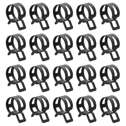 Image of sourcing map 20pcs Spring Band Type Hose Clamps 16mm Fuel Line Hose Spring Clip Silicone Vacuum Hose Pipe Clamp Low Pressure Tube Clip Fastener, Black